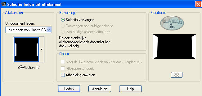 Selecties - Selectie laden/opslaan - Selectie laden uit alfakanaal : Sélection #2