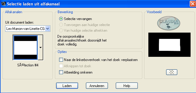 Selecties - Selectie laden/opslaan - Selectie laden uit alfakanaal : Sélection #4