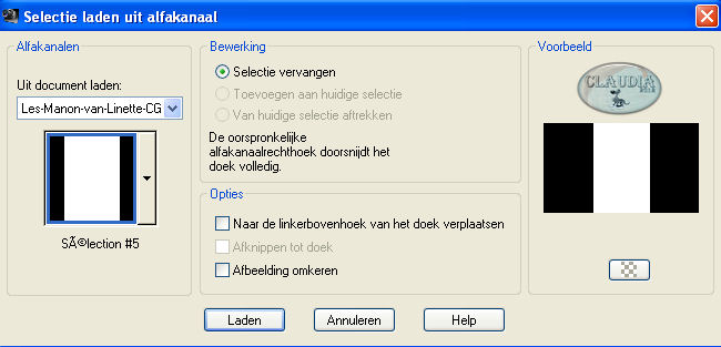 Selecties - Selectie laden/opslaan - Selectie laden uit alfakanaal : Sélection #5