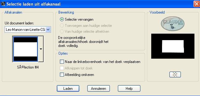 Selecties - Selectie laden/opslaan - Selectie laden uit alfakanaal : Sélection #4