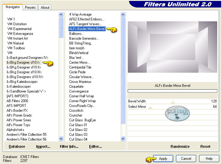 Effecten - Insteekfilters - <I.C.NET Software> - Filters Unlimited 2.0 - &<Bkg Designer sf10 I> - ALFs Border Mirror Bevel :