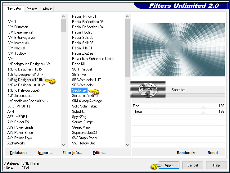 Effecten - Insteekfilters - <I.C.NET Software> - Filters Unlimited 2.0 - &<Bkg Designer sf10 III> - Sectorize