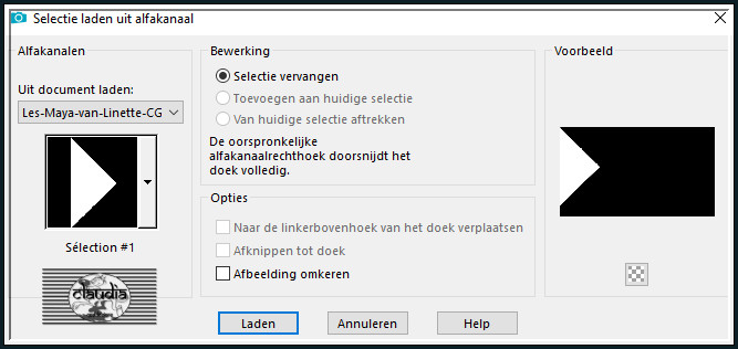 Selecties - Selectie laden/opslaan - Selectie laden uit alfakanaal : Sélection #1