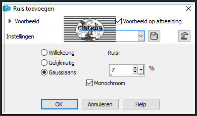 Aanpassen - Ruis toevoegen/verwijderen - Ruis toevoegen : (= Grofkorreligheid)