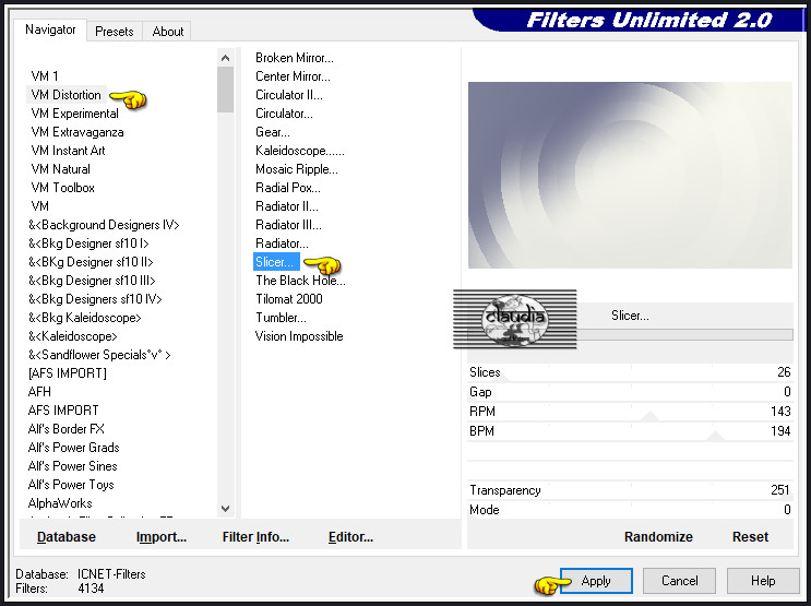 Effecten - Insteekfilters - <I.C.NET Software> - Filters Unlimited 2.0 - VM Distortion - Slicer