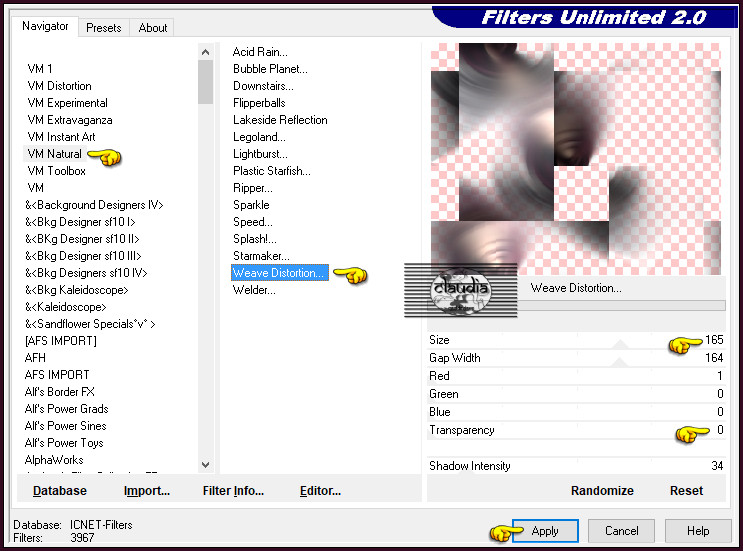 Effecten - Insteekfilters - <I.C.NET Software> - Filters Unlimited 2.0 - VM Natural - Weave Distortion