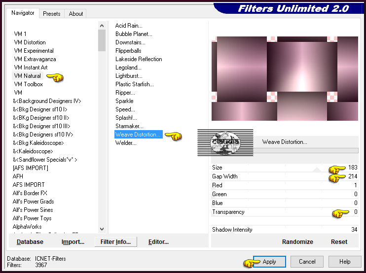 Effecten - Insteekfilters - <I.C.NET Software> - Filters Unlimited 2.0 - VM Natural - Weave Distortion