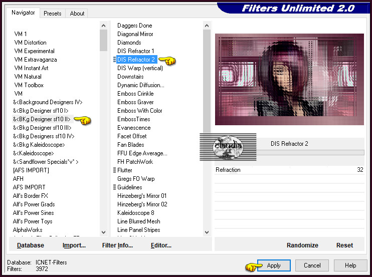 Effecten - Insteekfilters - <I.C.NET Software> - Filters Unlimited 2.0 - &<Bkg Designer sf10 II - DIS Refractor 2