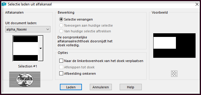 Selecties - Selectie laden/opslaan - Selectie laden uit alfakanaal : Sélection #1