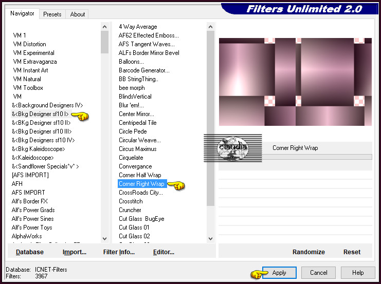 Effecten - Insteekfilters - <I.C.NET Software> - Filters Unlimited 2.0 - &<Bkg Designer sf10 I> - Corner Right Wrap