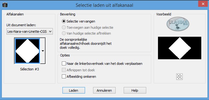 Selecties - Selectie laden/opslaan - Selectie laden uit alfakanaal : Sélection #3 