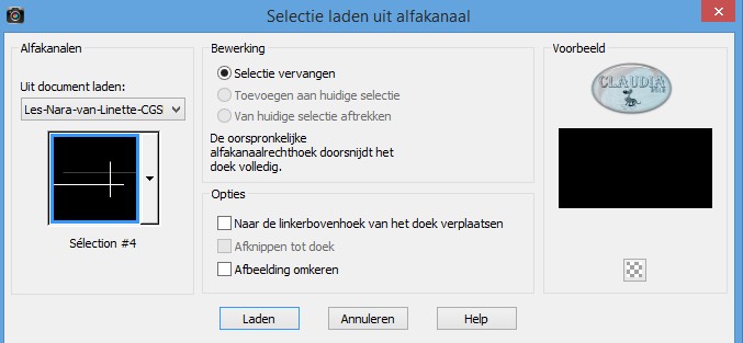 Selecties - Selectie laden/opslaan - Selectie laden uit alfakanaal : Sélection #4 