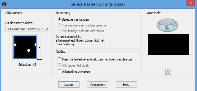 Selecties - Selectie laden/opslaan - Selectie laden uit alfakanaal : Sélection #5 