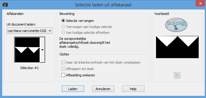 Selecties - Selectie laden/opslaan - Selectie laden uit alfakanaal : Sélection #1