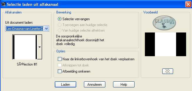 Selecties - Selectie laden/opslaan - Selectie laden uit alfakanaal : Sélection #1