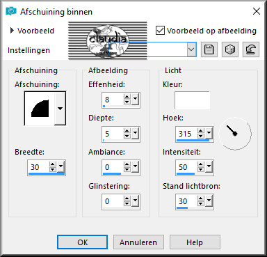 Effecten - 3D Effecten - Afschuining binnen