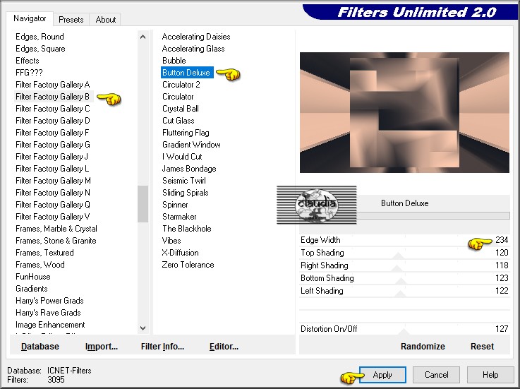 Effecten - Insteekfilters - <I.C.NET Software> - Filters Unlimited 2.0 - Filter Factory Gallery B - Button Deluxe