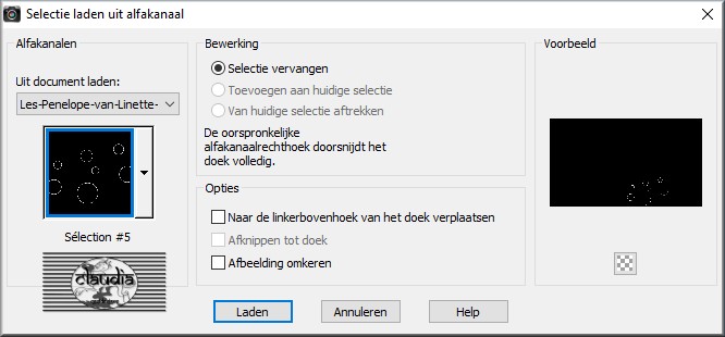 Selecties - Selectie laden/opslaan - Selectie laden uit alfakanaal : Sélection #5