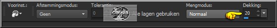 Activeer de Vlakvulling (= emmertje) en zet de Dekking hiervan op 20%