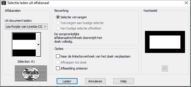 Selecties - Selectie laden/opslaan - Selectie laden uit alfakanaal : Sélection #1