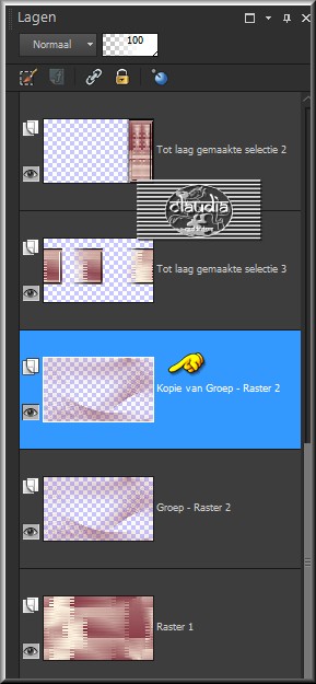 Activeer de 3de laag onderaan in het Lagenpallet (= Kopie van Groep - Raster 2) 
