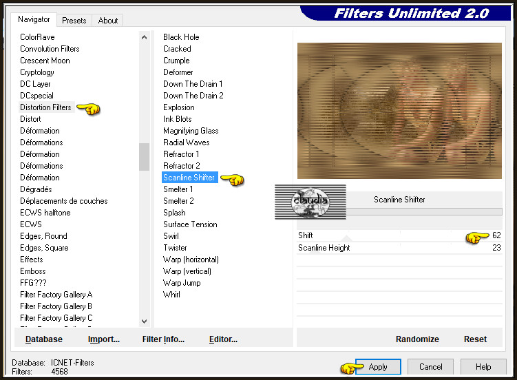 Effecten - Insteekfilters - <I.C.NET Software> - Filters Unlimited 2.0 - Distortion Filters - Scanline Shifter