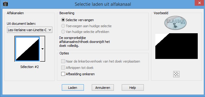 Selecties - Selectie laden/opslaan - Selectie laden uit alfakanaal : Sélection #2