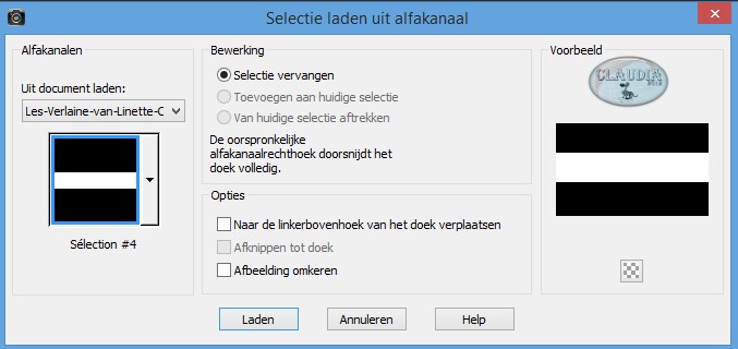 Selecties - Selectie laden/opslaan - Selectie laden uit alfakanaal : Sélection #4 