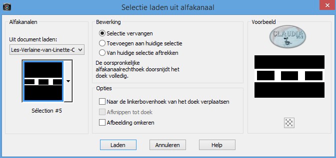 Selecties - Selectie laden/opslaan - Selectie laden uit alfakanaal : Sélection #5