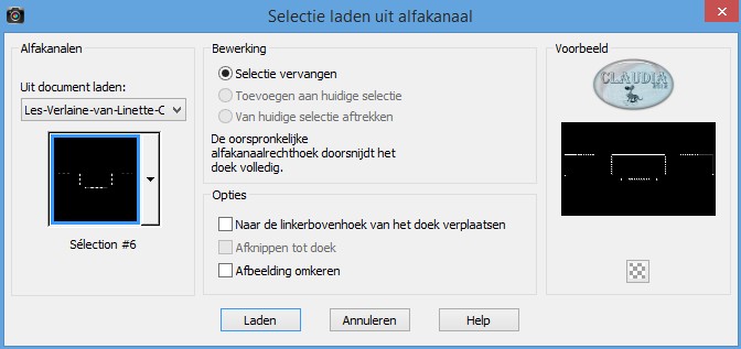 Selecties - Selectie laden/opslaan - Selectie laden uit alfakanaal : Sélection #6 