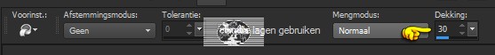 Zet de Dekking van de Vlakvulling (= emmertje) op 30%