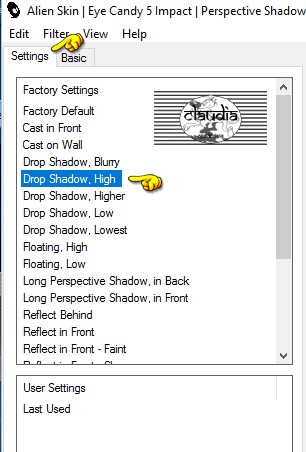 Instellingen filter Eye Candy 5 : Impact - Perspective Shadow