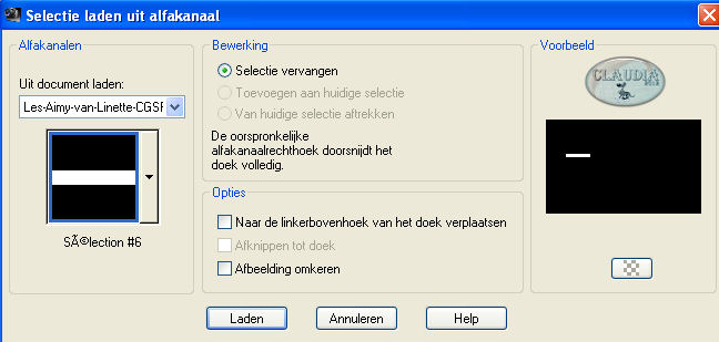 Selectie laden uit alfakanaal