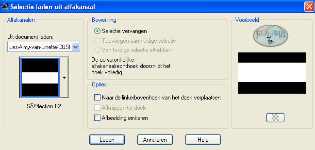 Selectie laden uit alfakanaal 