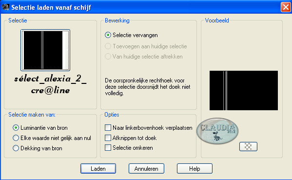 Selectie laden vanaf schijf