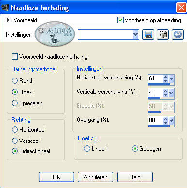 Instellingen naadloze herhaling