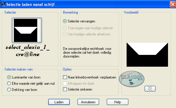 Selectie laden vanaf schijf