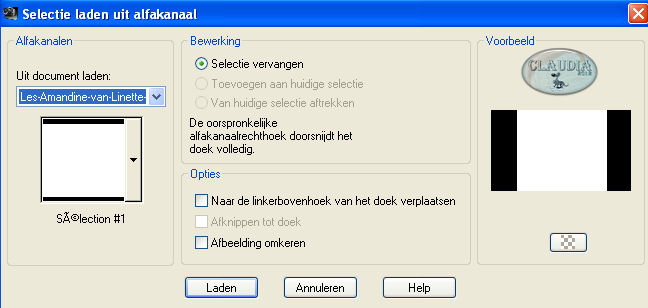 Selectie laden uit alfkanaal 