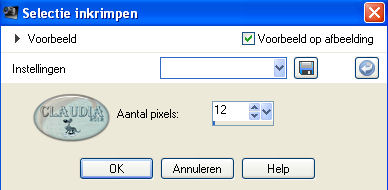 Instelling Inkrimpen van selectie 