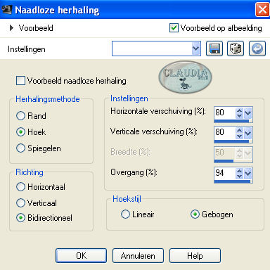 Instellingen Afbeeldingseffect - Naadloze herhaling