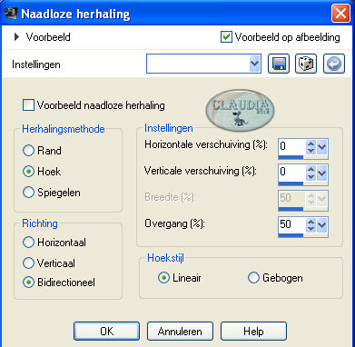 Instellingen Afbeeldingseffect - Naadloze herhaling