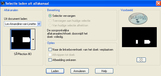 Selectie laden uit alfkanaal