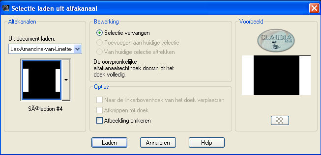 Selectie laden uit alfkanaal