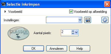 Instelling Inkrimpen van selectie