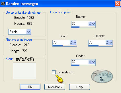 Instellingen Randen toevoegen