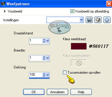 Instellingen Textuureffect - Weefpatroon