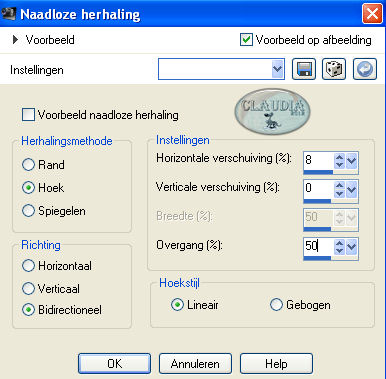 Instellingen Afbeeldingseffect - Naadloze herhaling 