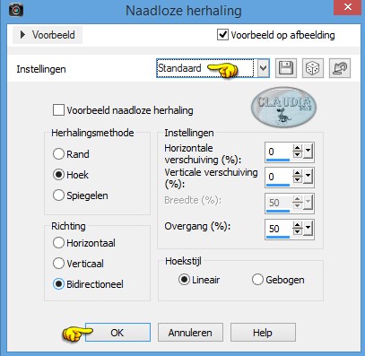 Instellingen Afbeeldingseffect - Naadloze herhaling