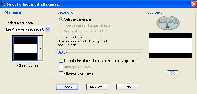Selectie laden uit alfkanaal