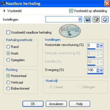 Instellingen fbeeldingseffect - Naadloze herhaling